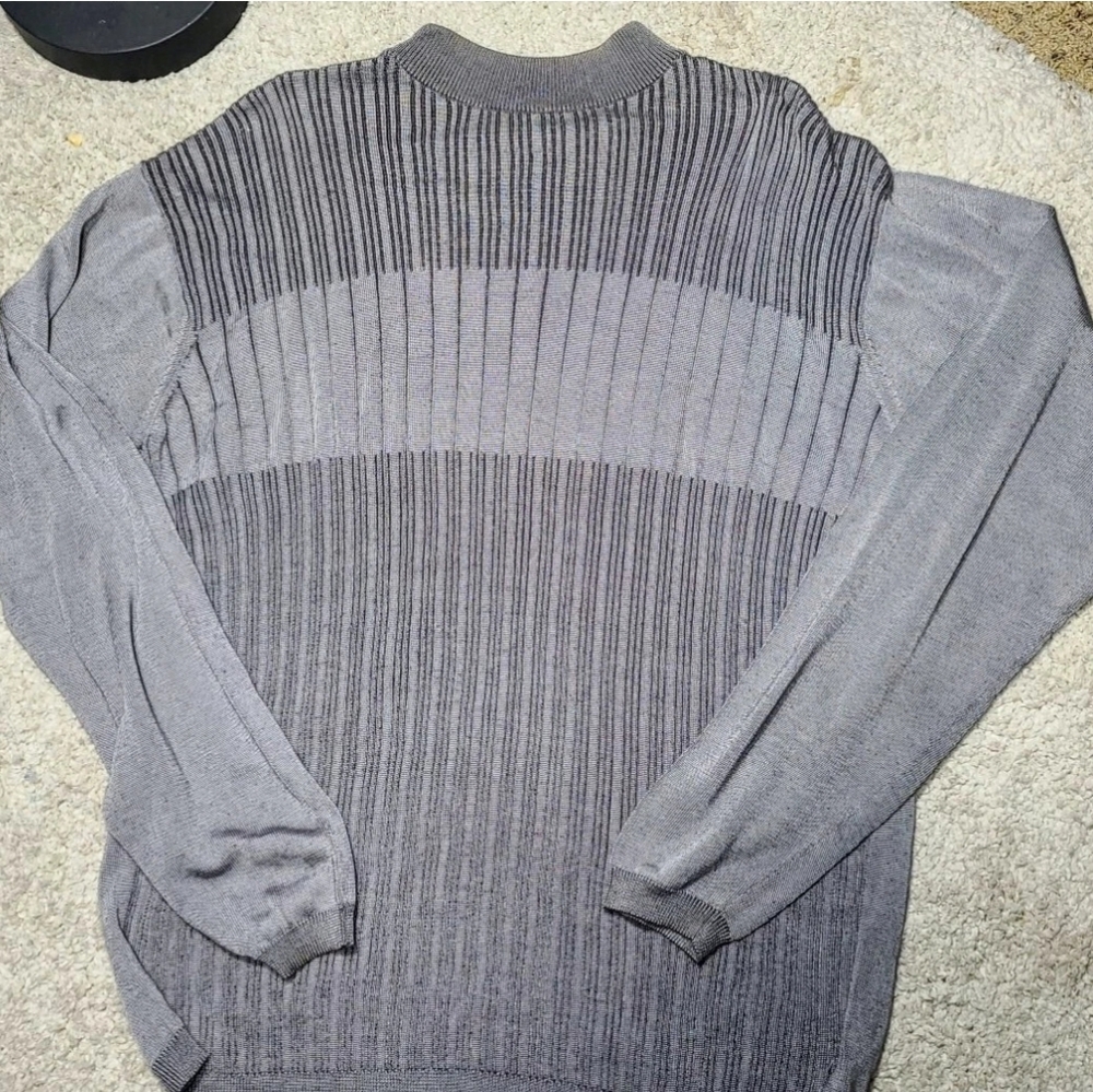 Bachrach Gray Crewneck Sweater with Vertical Stripes Vintage Mens XXL